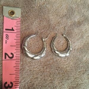 Small Decorative Silver Hoop earrings